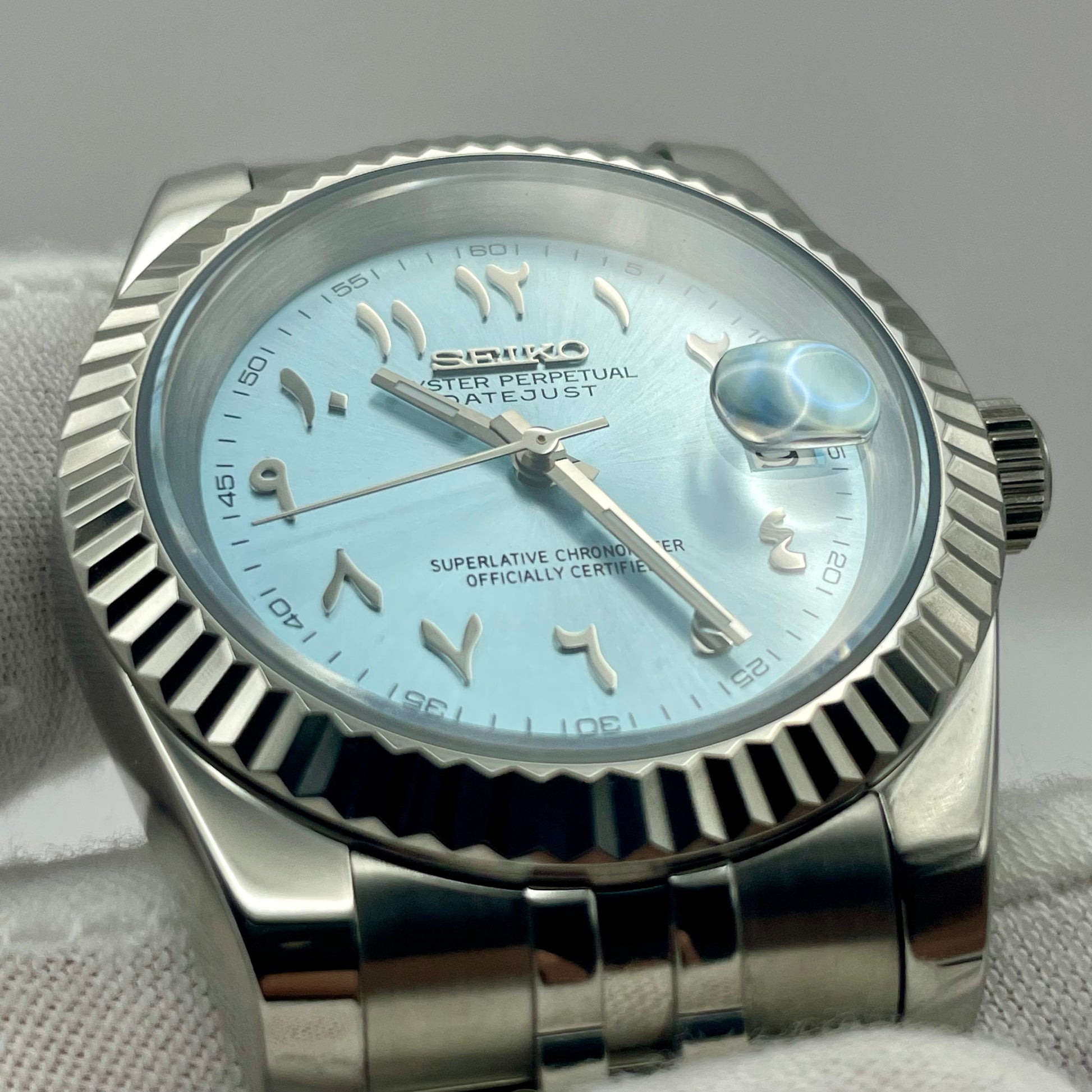 SeikoMod DateJust Arabic Dial Bleu Claire - Yan Smode