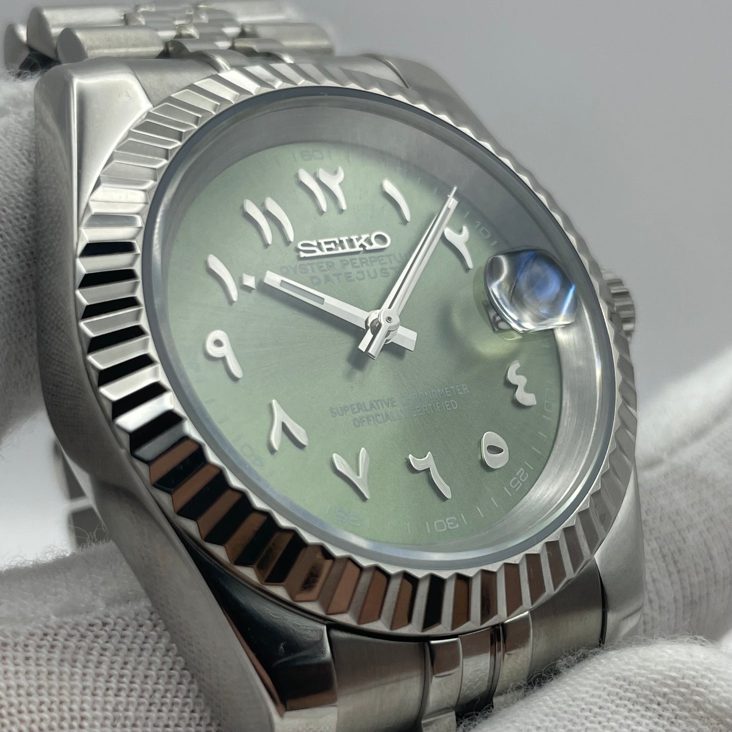 SeikoMod DateJust Arabic Dial Verte Kaki - Yan Smode