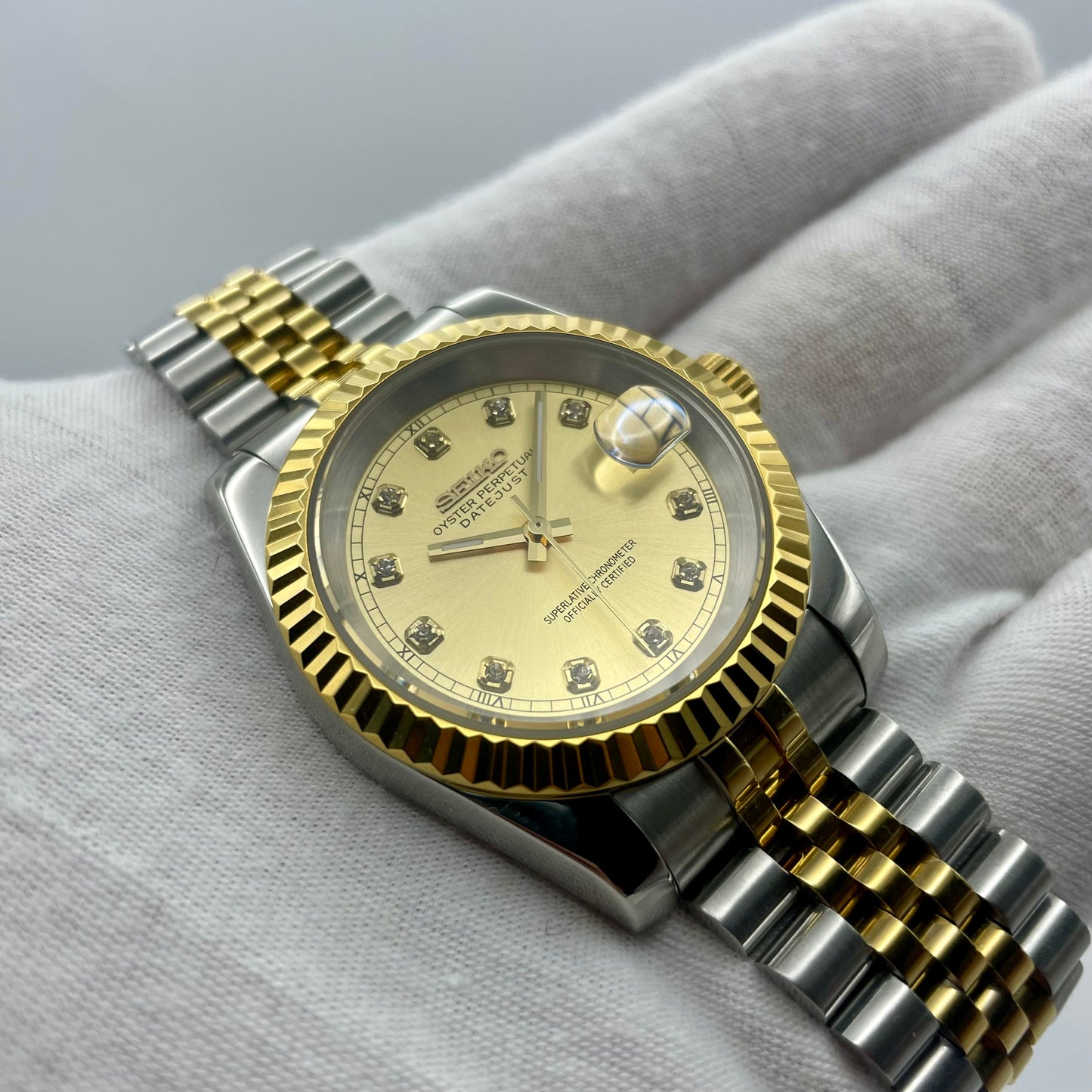 SeikoMod DateJust Or Jaune Orné de Diamant - Yan Smode