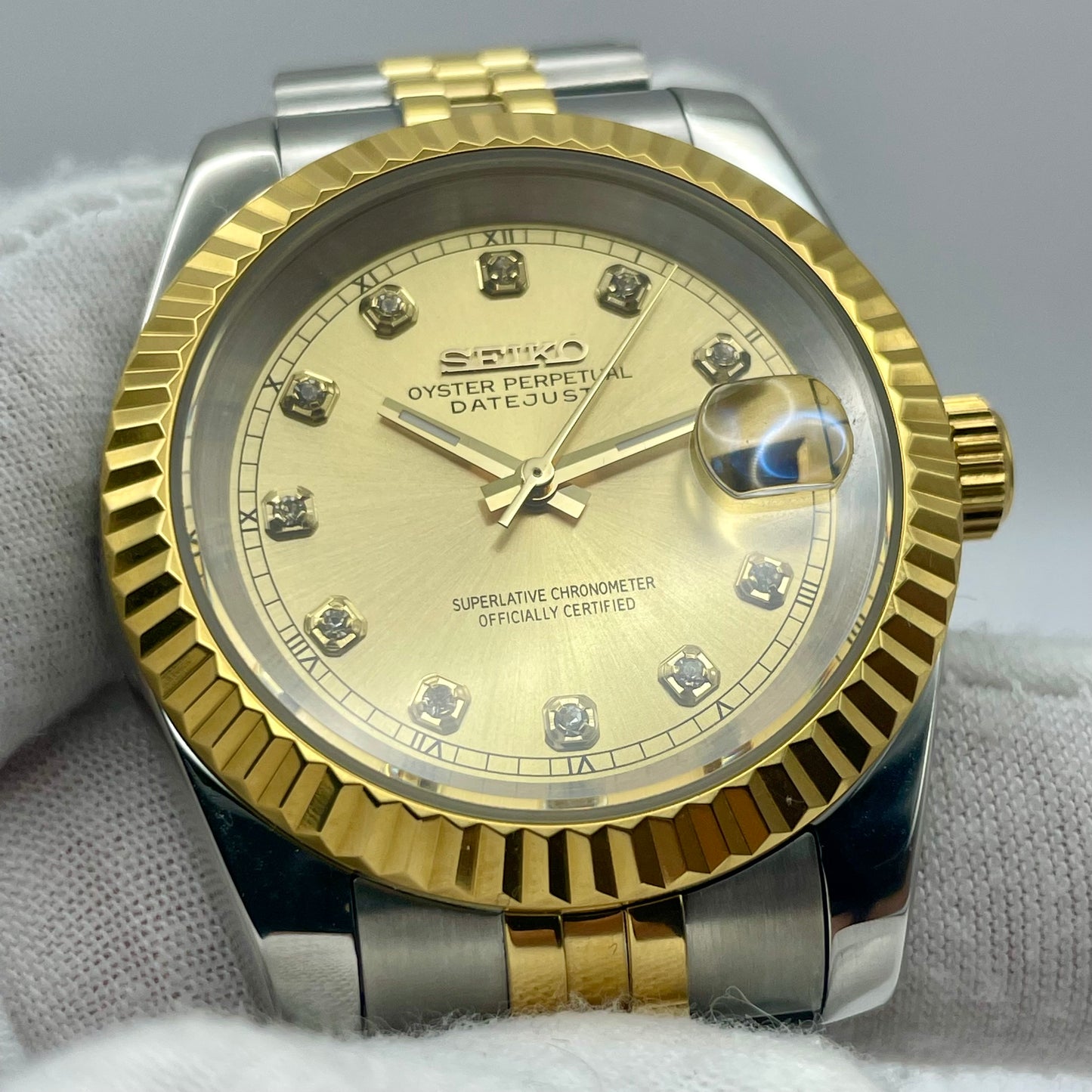 SeikoMod DateJust Or Jaune Orné de Diamant - Yan Smode