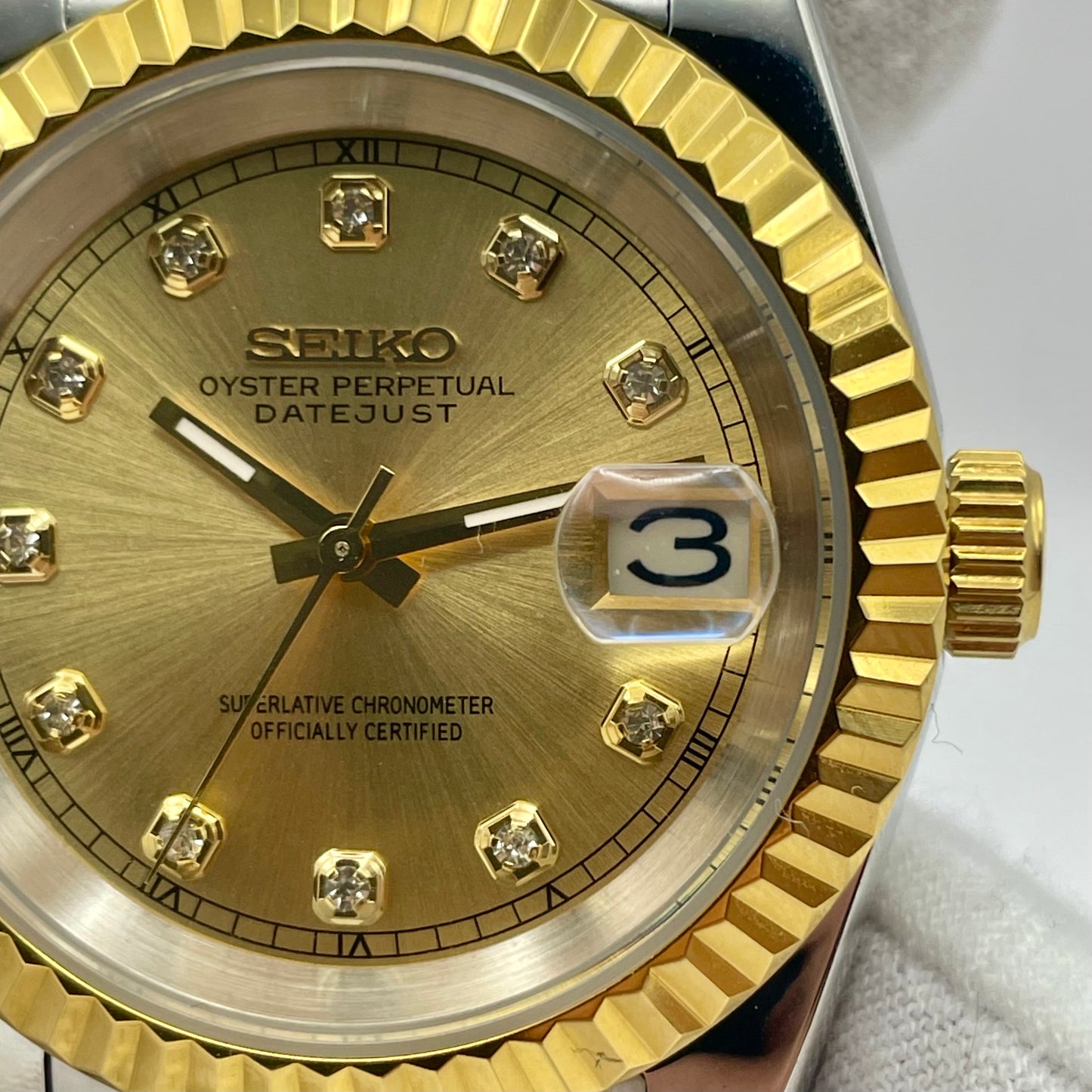 SeikoMod DateJust Or Jaune Orné de Diamant - Yan Smode